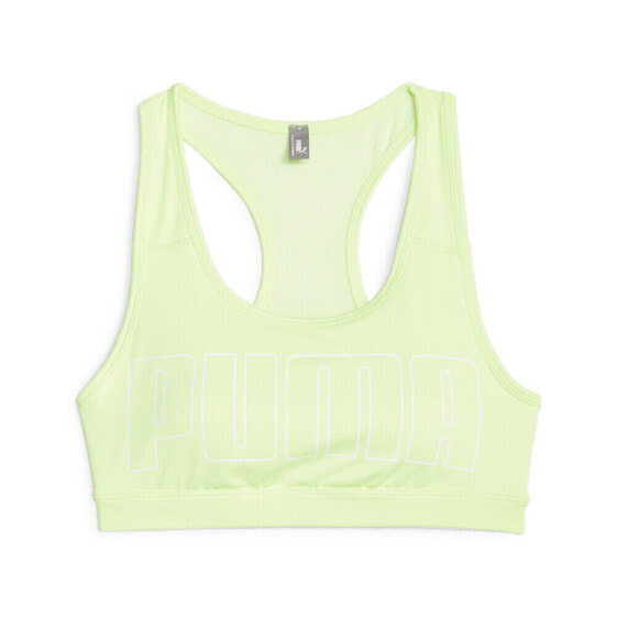 Puma Mid Impact 4Keeps Graphic Sports Bra Womens Green Casual 52441809