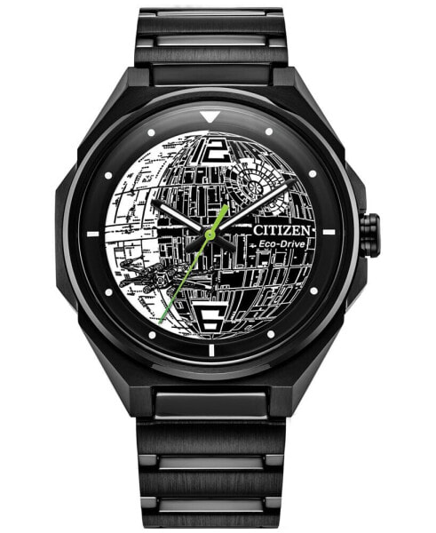 Eco-Drive Men's Star Wars Death Star 2 Black Ion Plated Stainless Steel Bracelet Watch 41mm