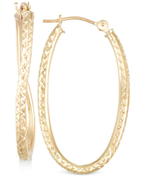 Серьги Macy's Textured Twisted Oval Hoop  Gold