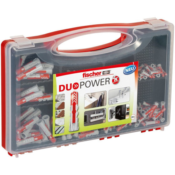 fischer 535973 - Wall plug - Plastic - Grey - Red - 280 pc(s) - Box - 30 x DuoPower 5 x 25 - 140 x DuoPower 6 x 30 - 80 x DuoPower 8 x 40 - 30 x DuoPower 10 x 50