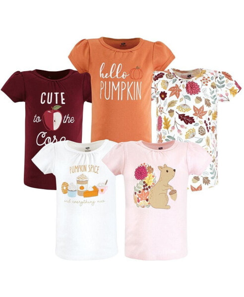 Baby Girls Short Sleeve T-Shirts, Fall Pumpkin Spice