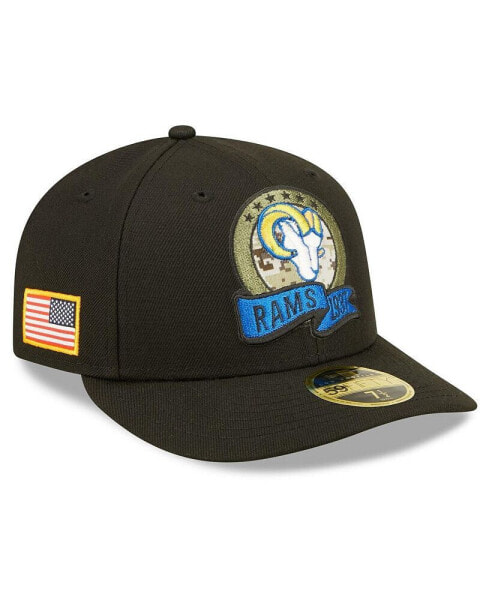 Men's Black Los Angeles Rams 2022 Salute To Service Low Profile 59FIFTY Fitted Hat