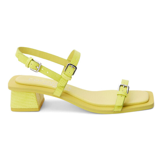 COCONUTS by Matisse Maya Lizard Block Heels Womens Yellow Dress Sandals MAYA-34