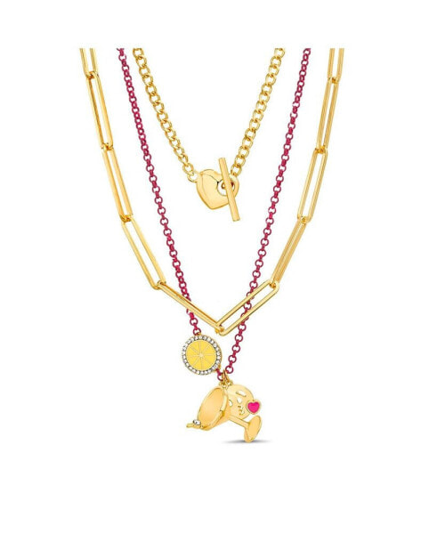 kensie multi 3 Piece Mixed Chain Necklace Set with Fruit, Heart, Kiss Emoji and Martini Glass Charm Pendants