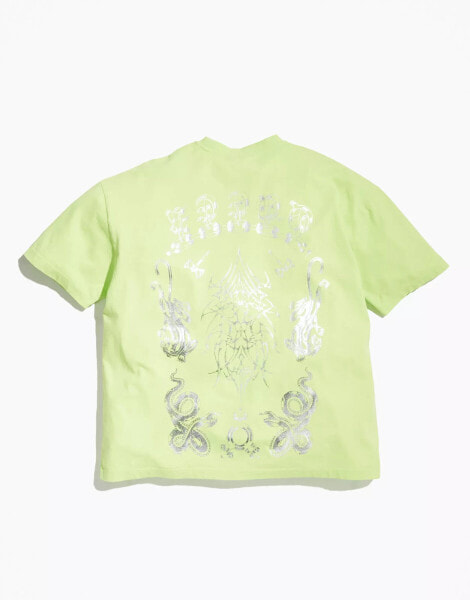 ASOS DESIGN PRIDE genderless oversized t-shirt in neon green with back print