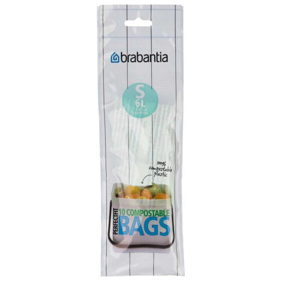 BRABANTIA PerfectFit Bin Liner Compostable Type S 6L Garbage Bag 10 Units