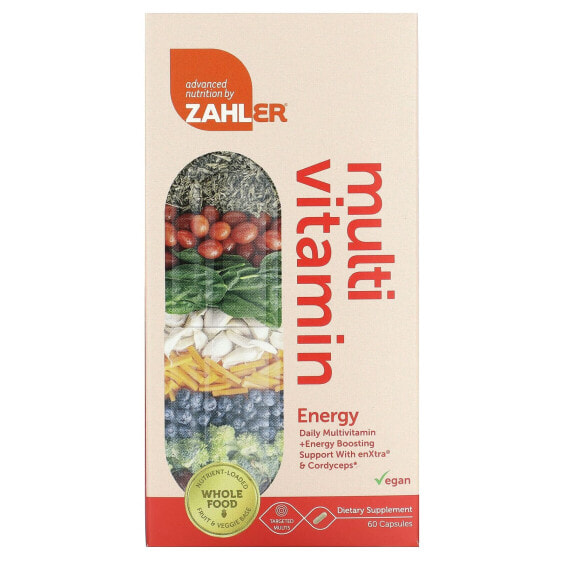 Zahler, Mutivitamin Energy, ежедневная мультивитаминная добавка для повышения уровня энергии с enXtra и кордицепсом, 60 капсул