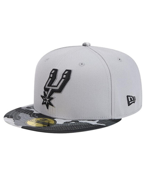 Men's Gray San Antonio Spurs Active Color Camo Visor 59fifty Fitted Hat