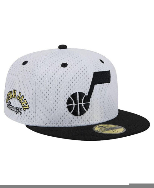 Men's White/Black Utah Jazz Throwback 2Tone 59fifty Fitted Hat