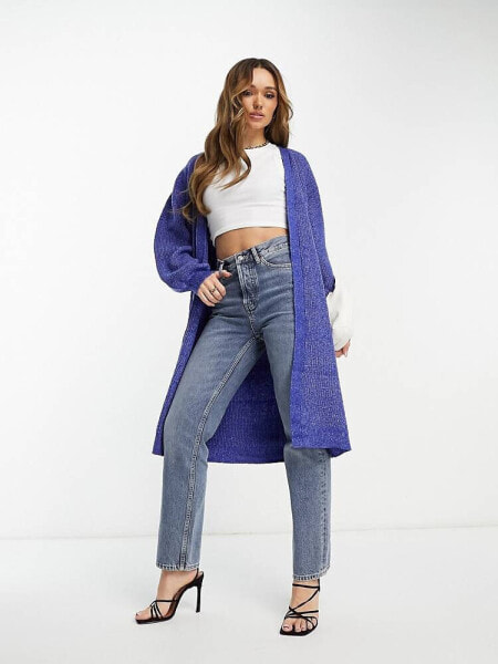 Y.A.S longline knitted cardigan in bright colbalt blue
