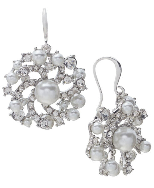 Imitation Pearl & Glass Crystal Swirl Cluster Drop Earrings, Created for Macy's