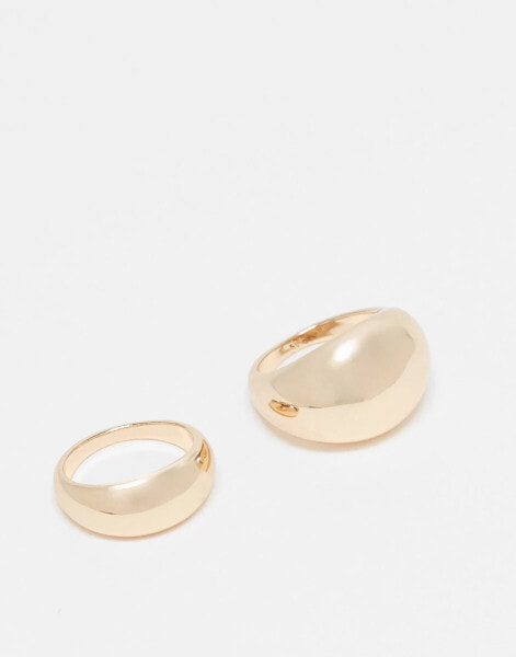 ALDO chilinwan 2 pack of chunky dome rings in gold