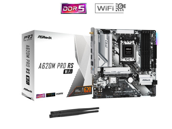 ASROCK Pro Series A620M PRO RS WIFI DDR5 AM5 Ryzen 7000 Micro ATX SATA3 6.0 G