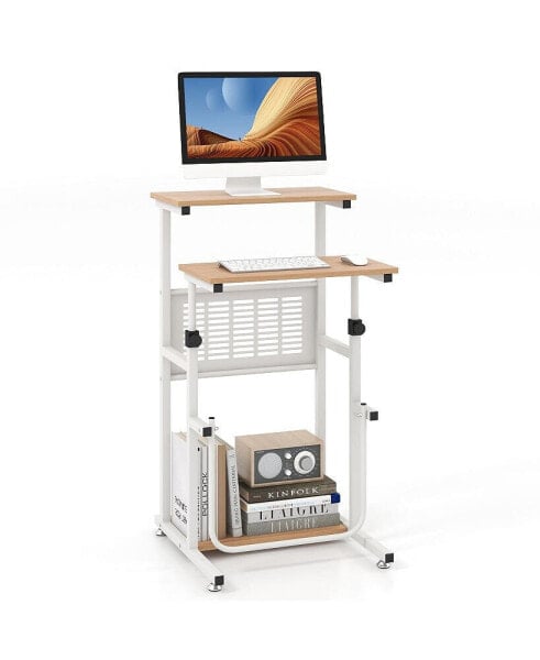 Stand Up Desk Height Adjustable Sit Stand Computer Workstation Standing Desk