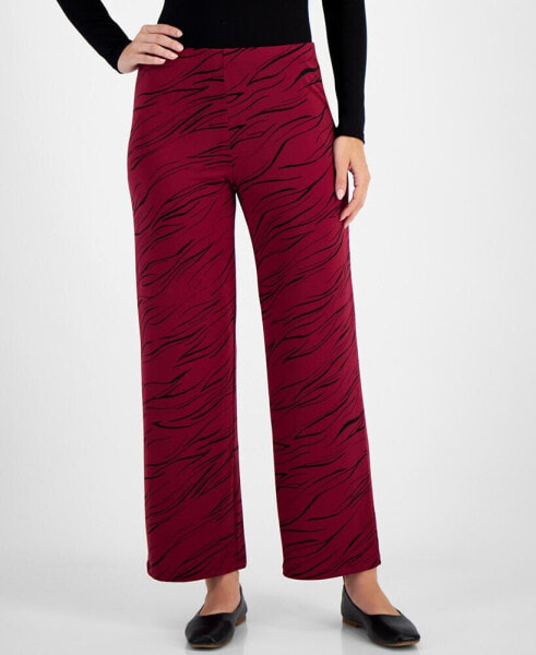 Women's Printed Wide-Leg Pull-On Knit Pants, Created for Macy's