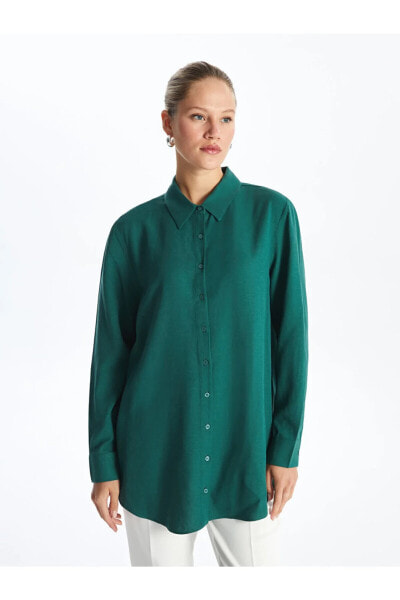 LCW Düz Keten Karışımlı Kadın Gömlek Tunik