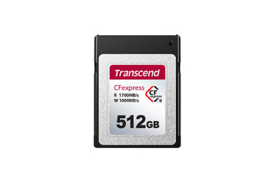 Transcend CFexpress 820 512GB - 512 GB - CFexpress - NAND - 1700 MB/s - 1000 MB/s - Black