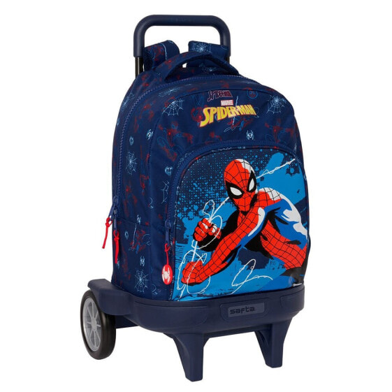 SAFTA Compact With Evolutionary Wheels Trolley Spider-Man Neon Backpack