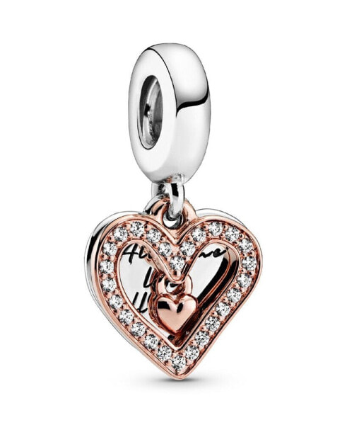 Cubic Zirconia Sparkling Freehand Heart Dangle Charm