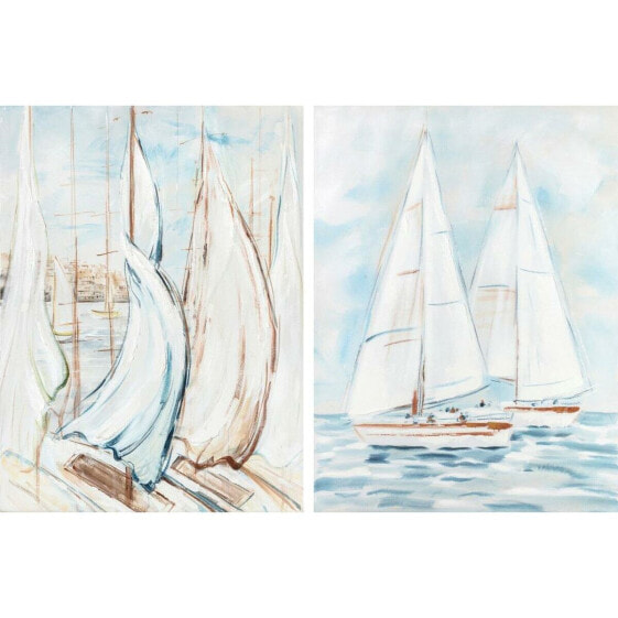 Canvas DKD Home Decor 90 x 3,5 x 120 cm 90 x 3,7 x 120 cm Yachts Mediterranean (2 Units)