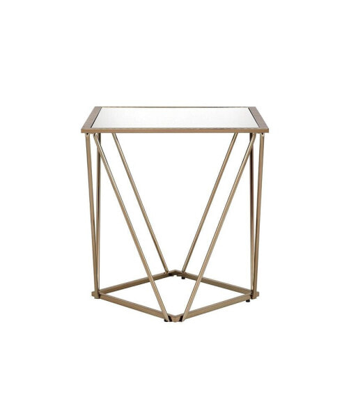 Fogya End Table, Mirrored & Champagne Gold Finish 86057