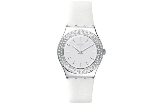 Часы Swatch Metal Quartz 30m White 38mm Leather YLS217