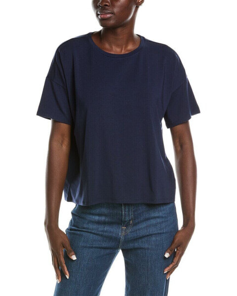 Eileen Fisher Bateau Neck Box Top Women's Blue Xl