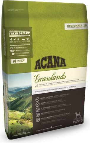 Корм для собак Acana, Grasslands, с бараниной, утиным мясом и дикой рыбой, высокобелковый, 2 кг