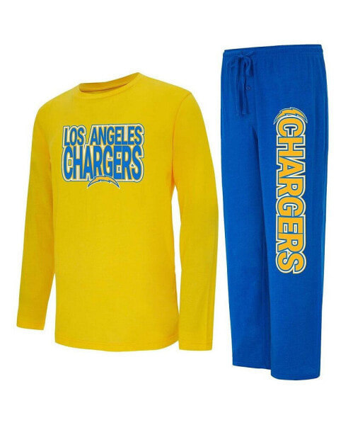 Men's Powder Blue, Gold Los Angeles Chargers Meter Long Sleeve T-shirt and Pants Sleep Set