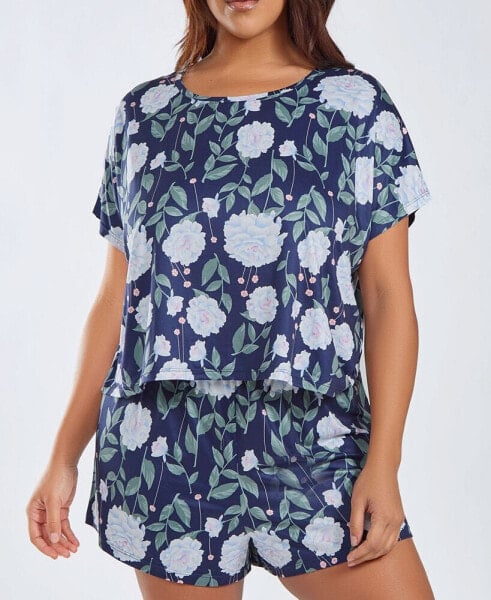 Пижама iCollection Plus Size Ultra Soft 2 Piece Top and Shorts - для женщин