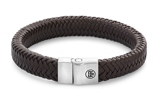 Brown leather bracelet Herringbone Brown Matt RR-M0022-S