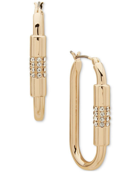 Gold-Tone Pavé Link Medium Hoop Earrings, 1.5"