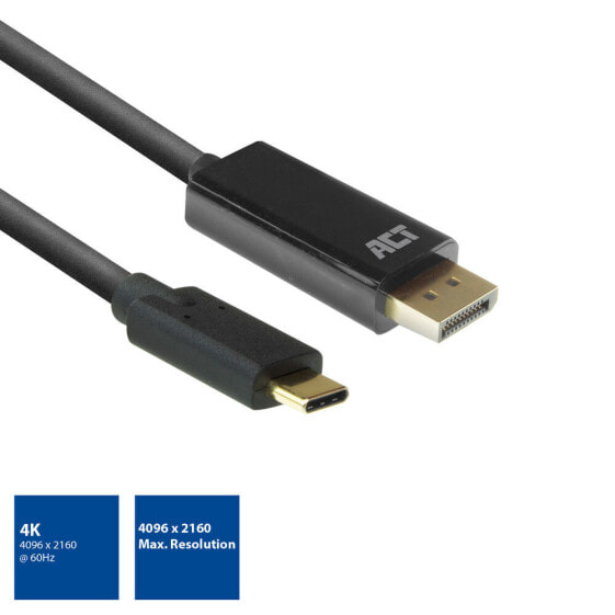 ACT AC7325 - 2 m - USB Type-C - DisplayPort - Male - Male - Straight