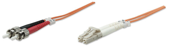 Intellinet Fiber Optic Patch Cable - OM1 - LC/ST - 2m - Orange - Duplex - Multimode - 62.5/125 µm - LSZH - Fibre - Lifetime Warranty - Polybag - 2 m - OM1 - LC - ST