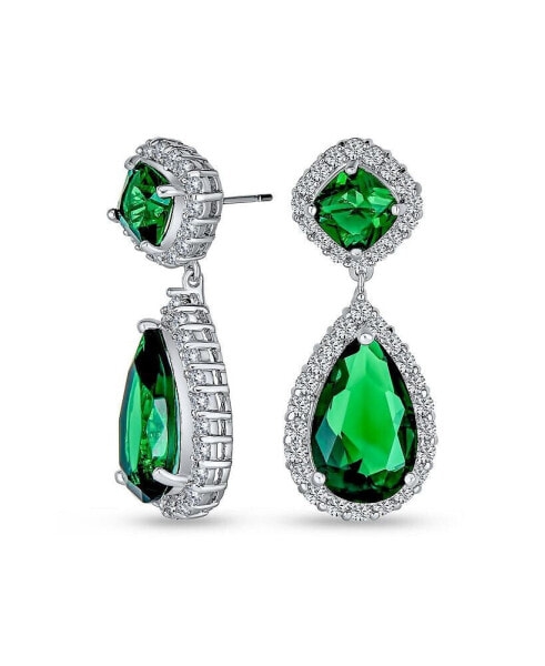 Серьги Bling Jewelry Green AAA CZ Emerald Tear