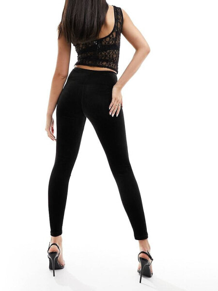 AllSaints Cora high rise velvet leggings in black