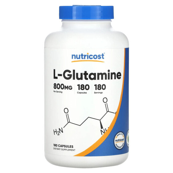 Аминокислоты Nutricost L-Glutamine, 800 мг, 180 капсул
