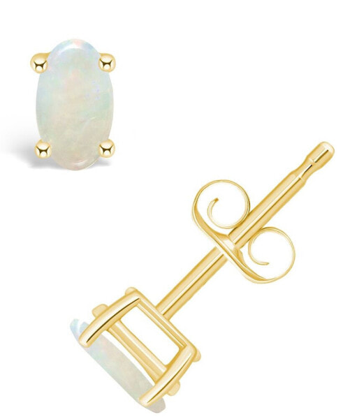 Opal (1/3 ct.t.w) Stud Earrings in 14K White Gold or 14K Yellow Gold