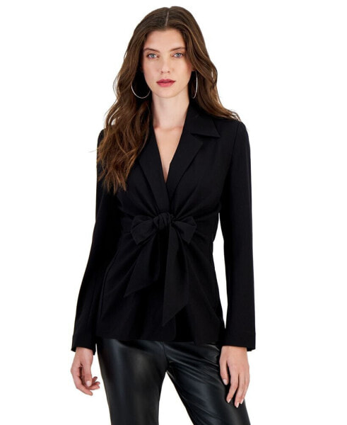 Куртка с длинными рукавами Bar III для женщин с завязками из двуниточной ткани, создана для Macy's