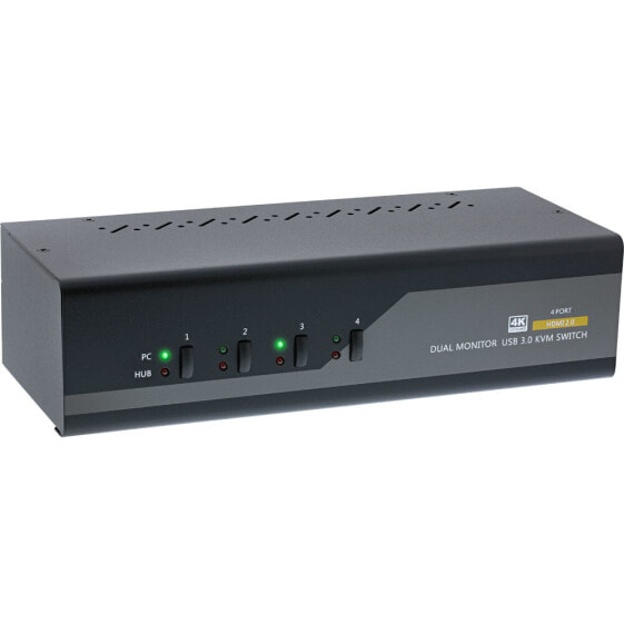 InLine KVM Desktop Switch - 4-port - Dual Monitor - HDMI - 4K - USB 3.0 - Audio