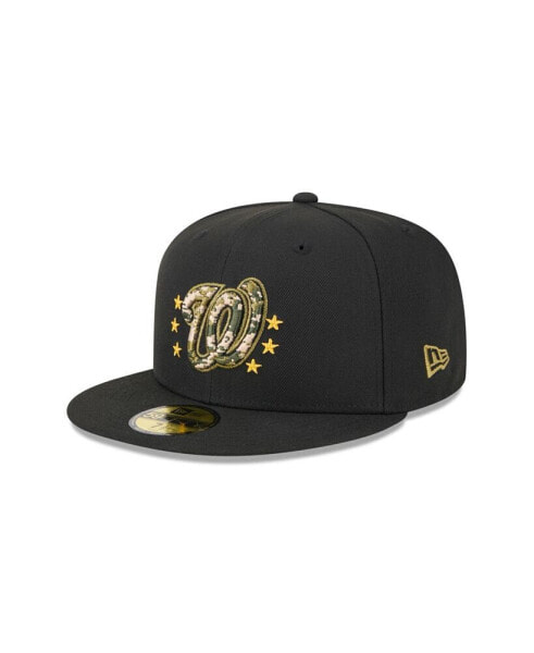 Men's Black Washington Nationals 2024 Armed Forces Day On-Field 59FIFTY Fitted Hat