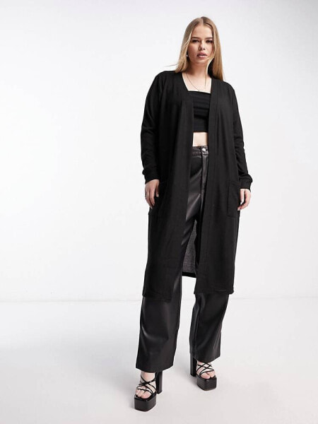 Noisy May Curve lightweight longline cardigan in black