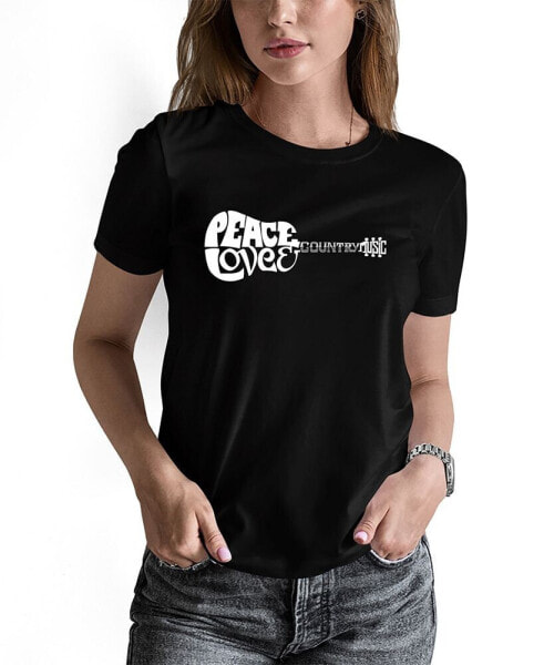 Women's Word Art Peace Love Country Short Sleeve T-shirt