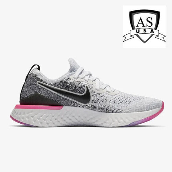 Nike Epic React Flyknit 2 Womens SZ 5.5 White Black Pink Running Shoe BQ8927-103