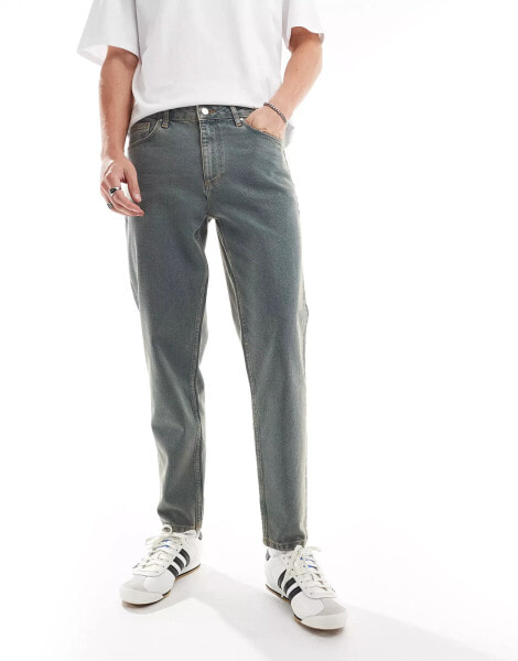 ASOS DESIGN tapered fit jeans in vintage tint blue - MBLUE