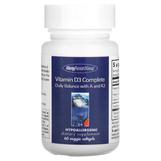 Витамины Allergy Research Group Vitamin D3 Complete, 60 растительных капсул