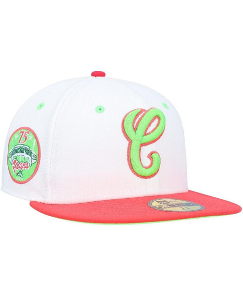 Men's White, Coral Chicago White Sox Cooperstown Collection Comiskey Park 75th Anniversary Strawberry Lolli 59FIFTY Fitted Hat