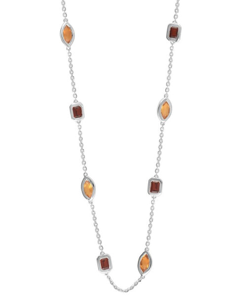 Garnet (2-1/3 ct. t.w.) & Citrine (1-5/8 ct. t.w.) Statement Necklace in 14k White Gold, 18" + 2" extender (Also in Swiss & London Blue Topaz)