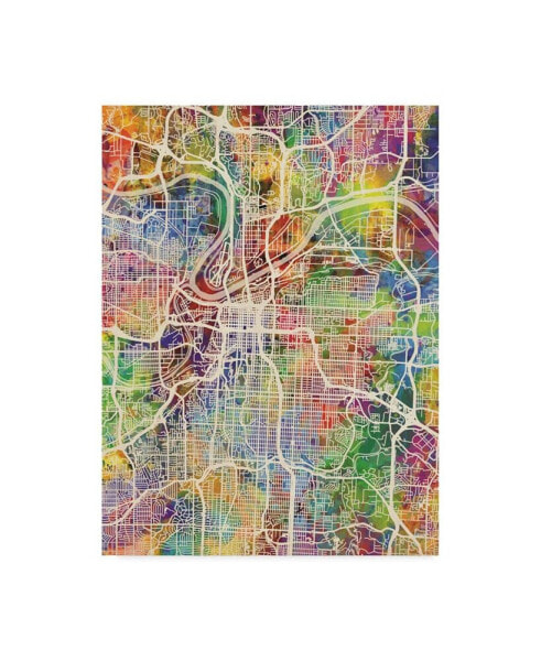 Michael Tompsett Kansas City Missouri City Map III Canvas Art - 20" x 25"