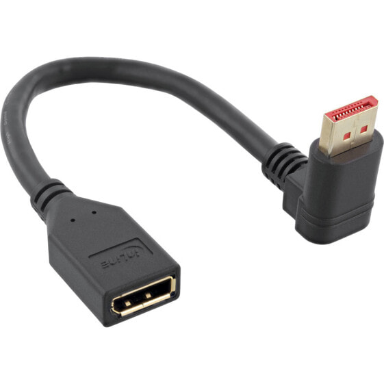InLine DisplayPort 1.4 adapter cable M/F - 8K4K - upward angled - black/gold